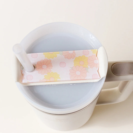 Tumbler Lid Tag - Daisy Craze Peach