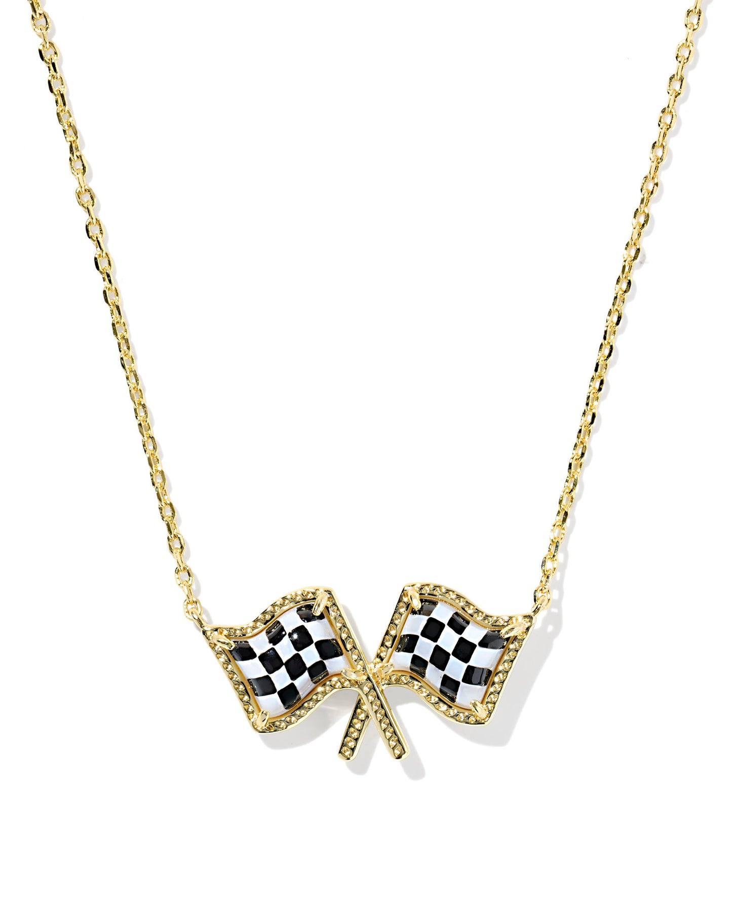 Checkered Flag Short Pendant Necklace - KS