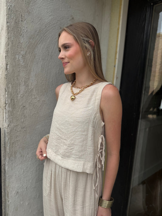 Natalie Textured Top w/ Side Ties