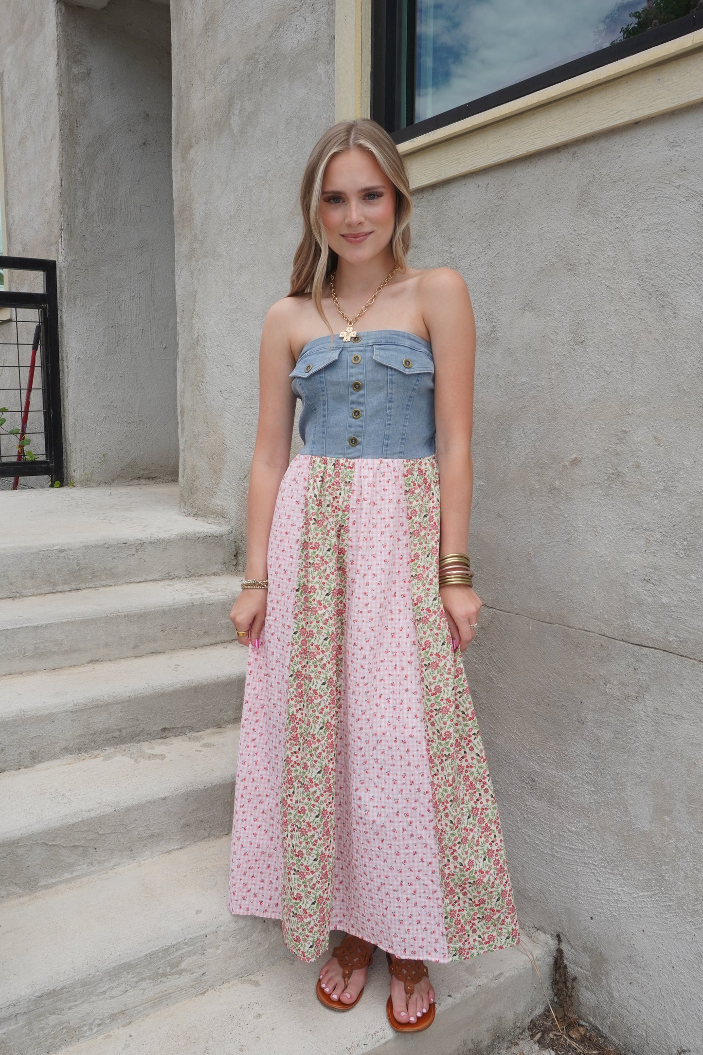 Denim Beaut Floral Maxi Dress