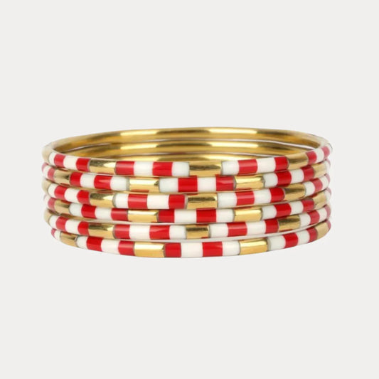 Red/White Veda Bangles Set of 6 - BuDhaGirl
