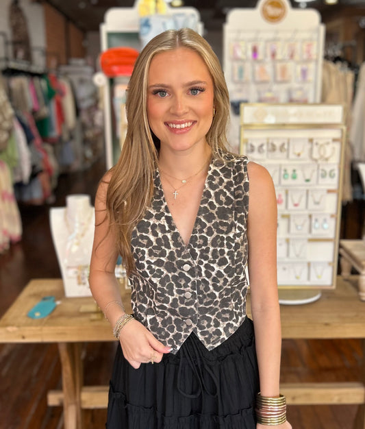 Cream Cheetah Vest
