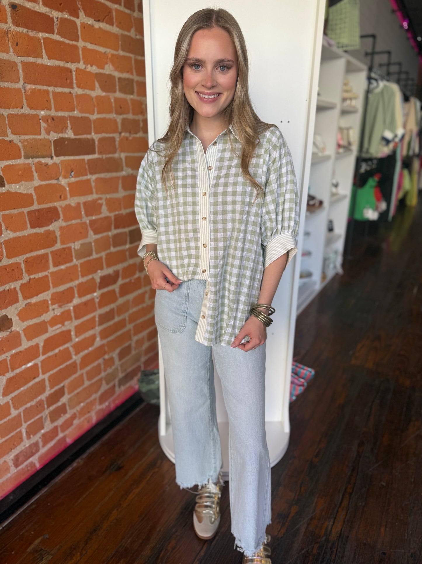 Mix It Up Gingham Starfruit Shirt