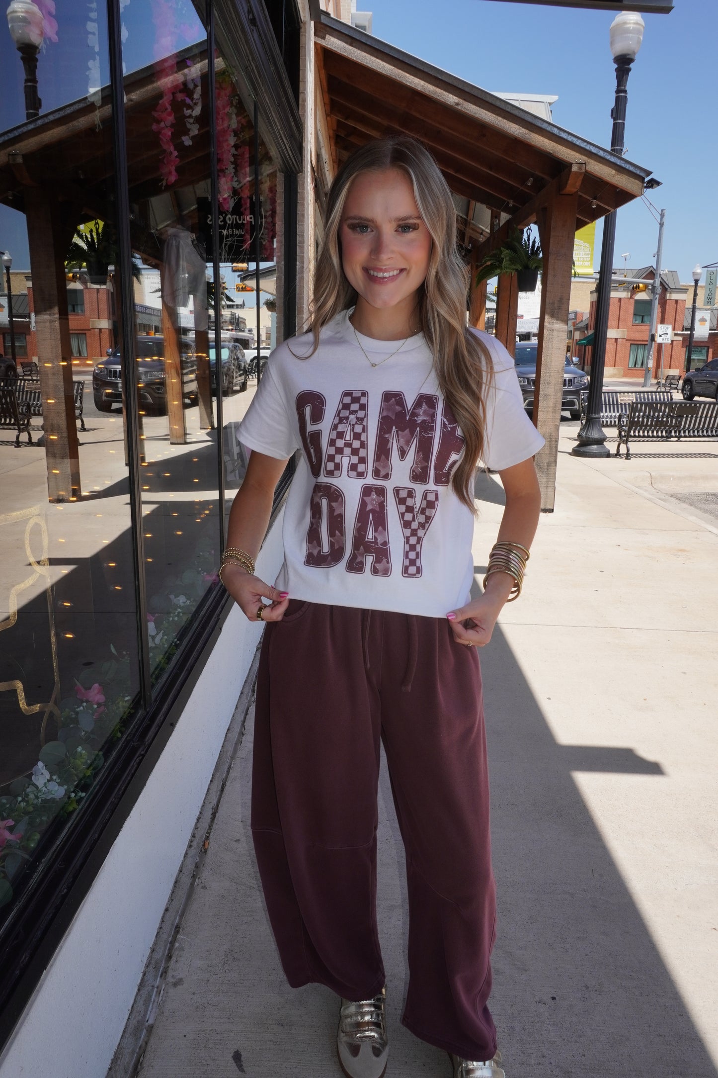 Barrel Drawstring Sweatpants in Maroon