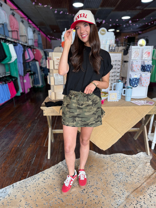 Olive Camo Mini Skirt