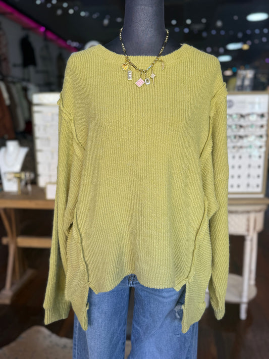 Lime Rib Knit Sweater