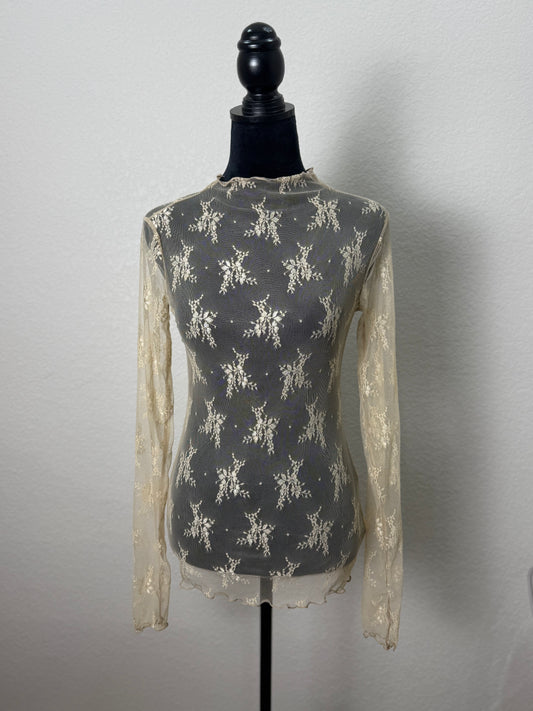 Mesh Lace Top in Beige