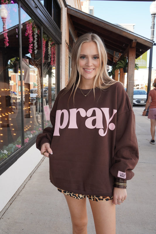 Lulu Mac Pray Sweatshirt in Brown