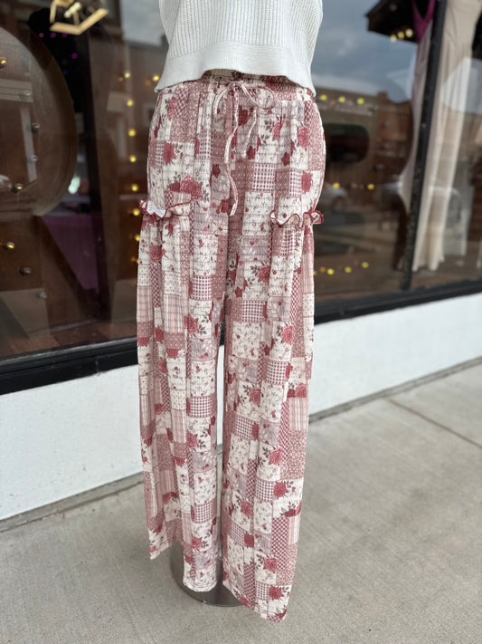 Rose Patchwork Pants