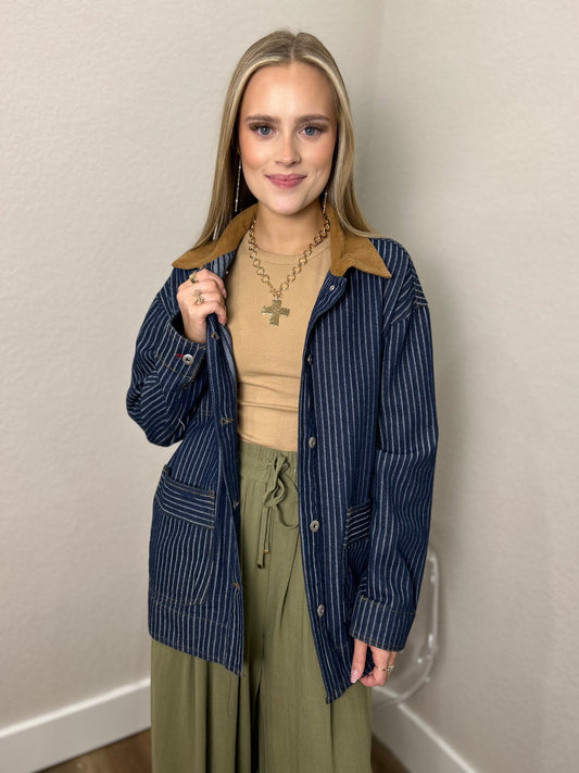 Blue Collar Striped Shacket