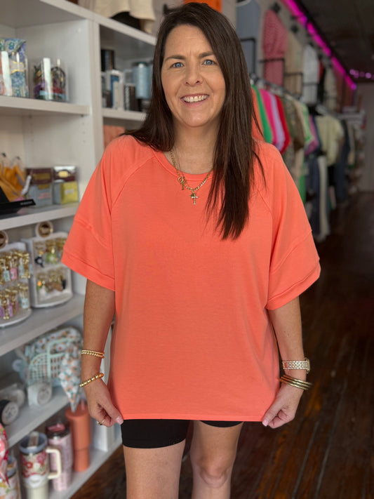 Comfy Oversized Top in Apricot Splash