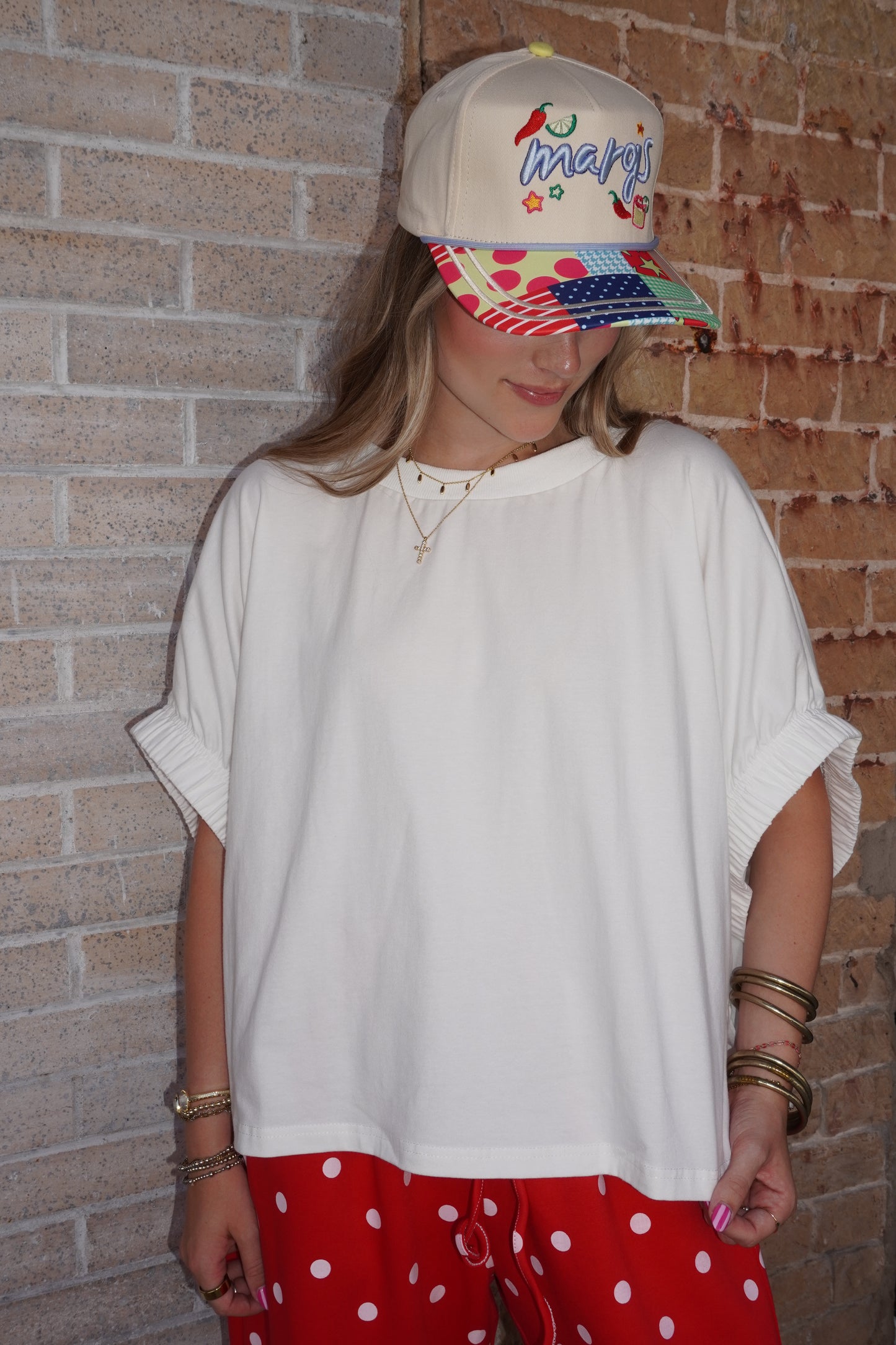 Base Elastic Cuff Top in White