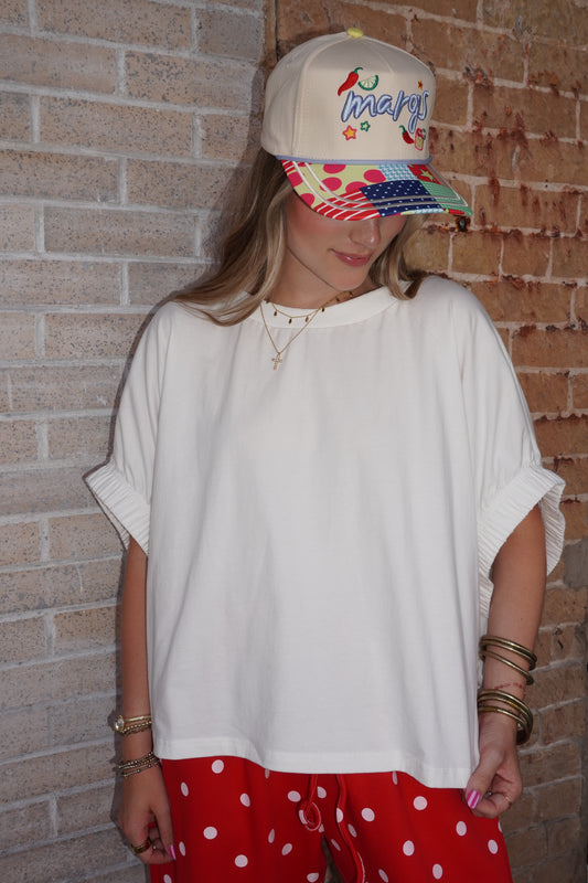 Base Elastic Cuff Top in White