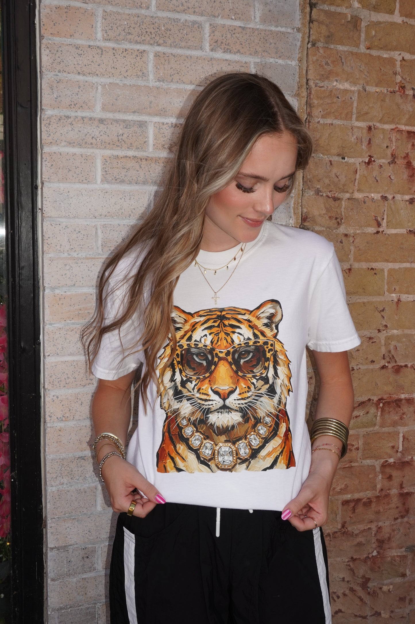 Boujee Glam Tiger Graphic in White