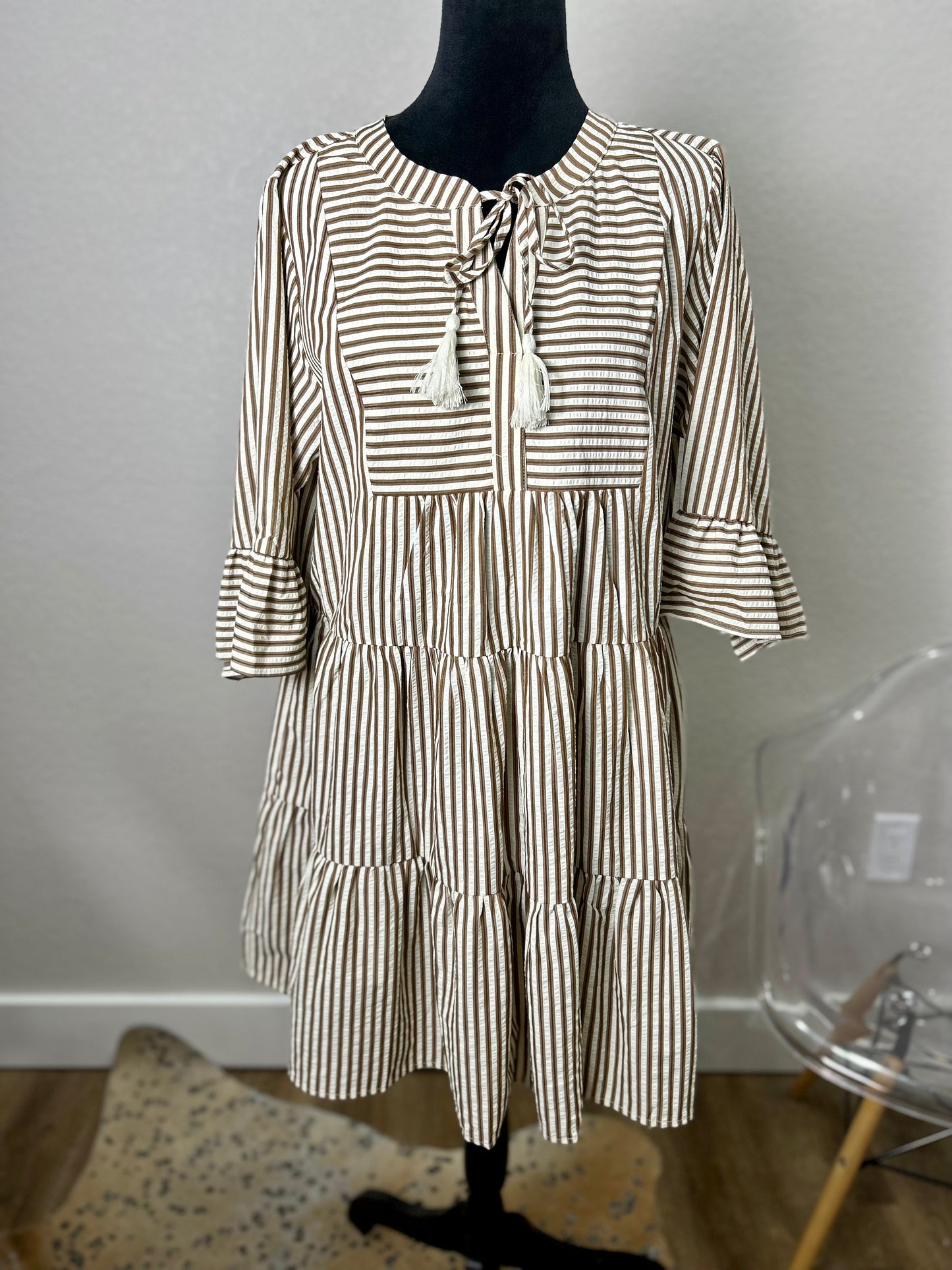 Church Carla Dress in Brown Stripe