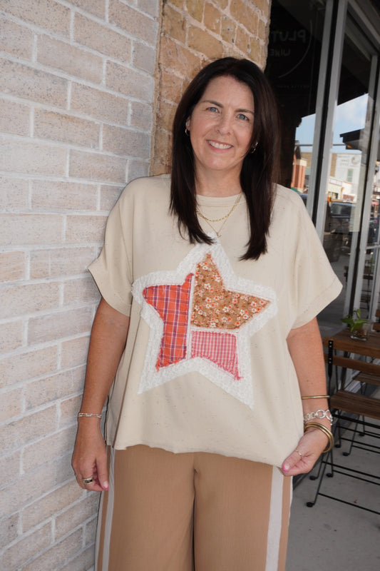 Prairie Star Patchwork Top in Natural