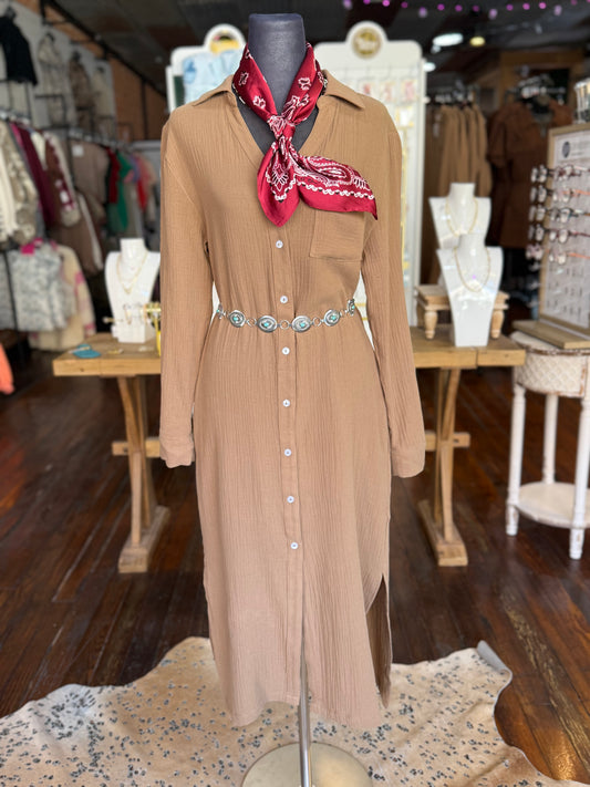 Midi Gauze Dress in Coco