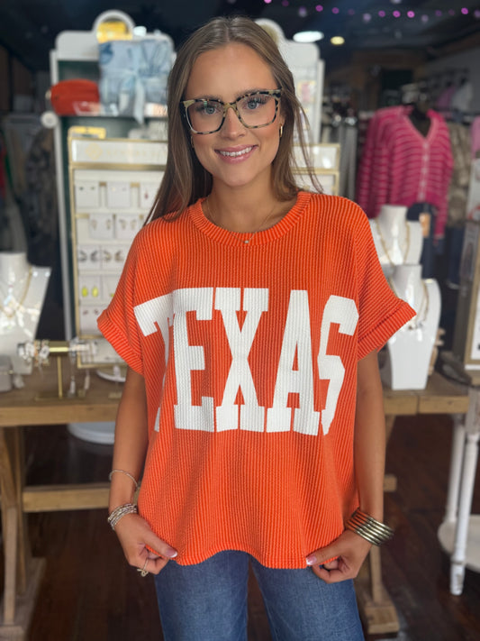 Texas Short Sleeve Top in Orange