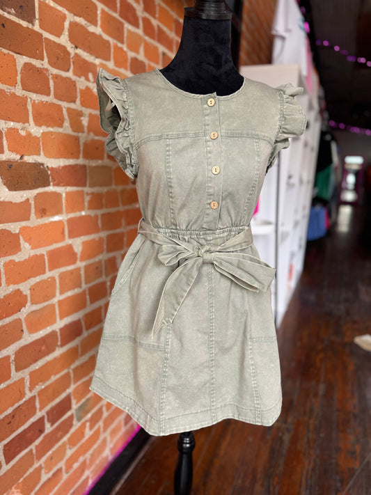 Sassy Sage Denim Dress