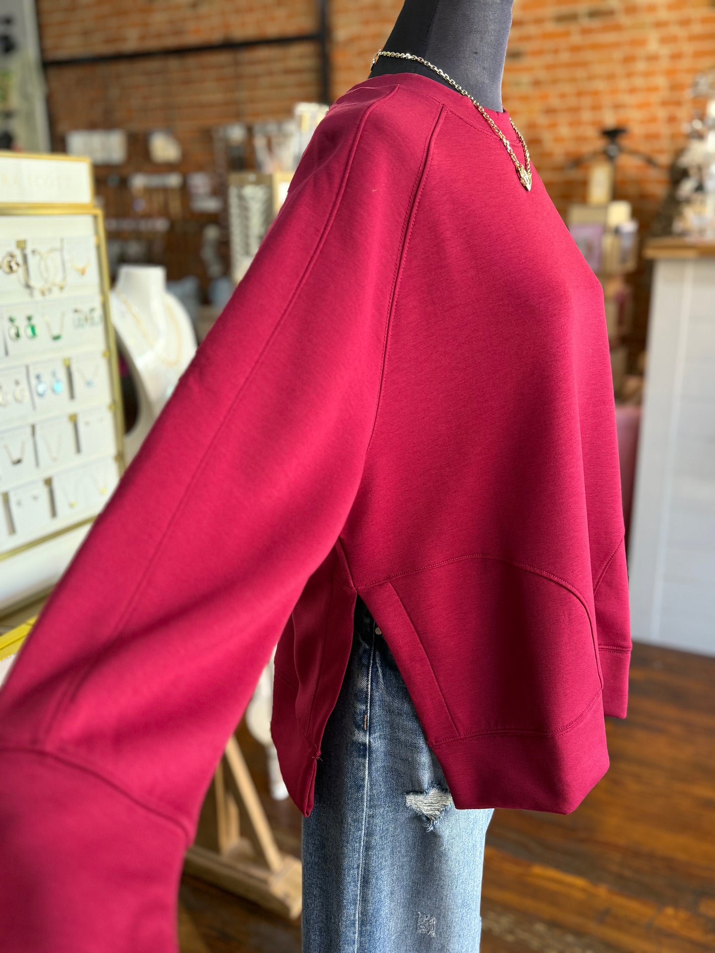 Scuba Pullover Top in Cabernet