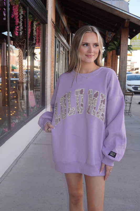 Lulu Mac Camo Sweatshirt in Lavender