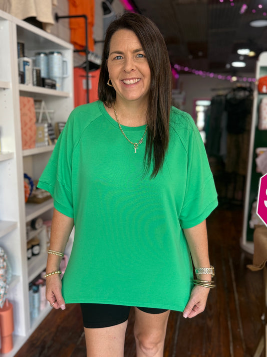 Comfy Oversized Top in Kelly Green