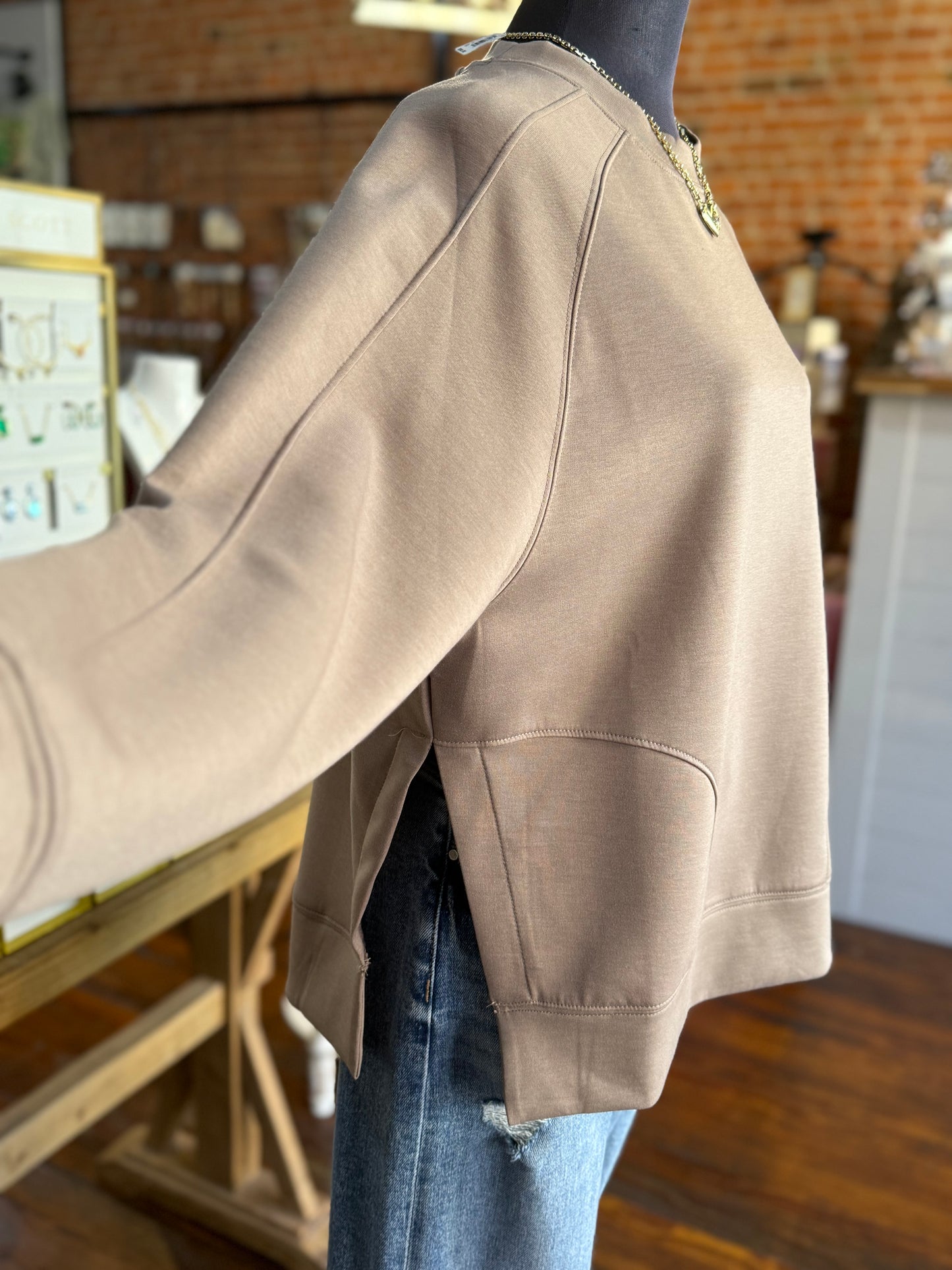 Scuba Pullover Top in Cocoa