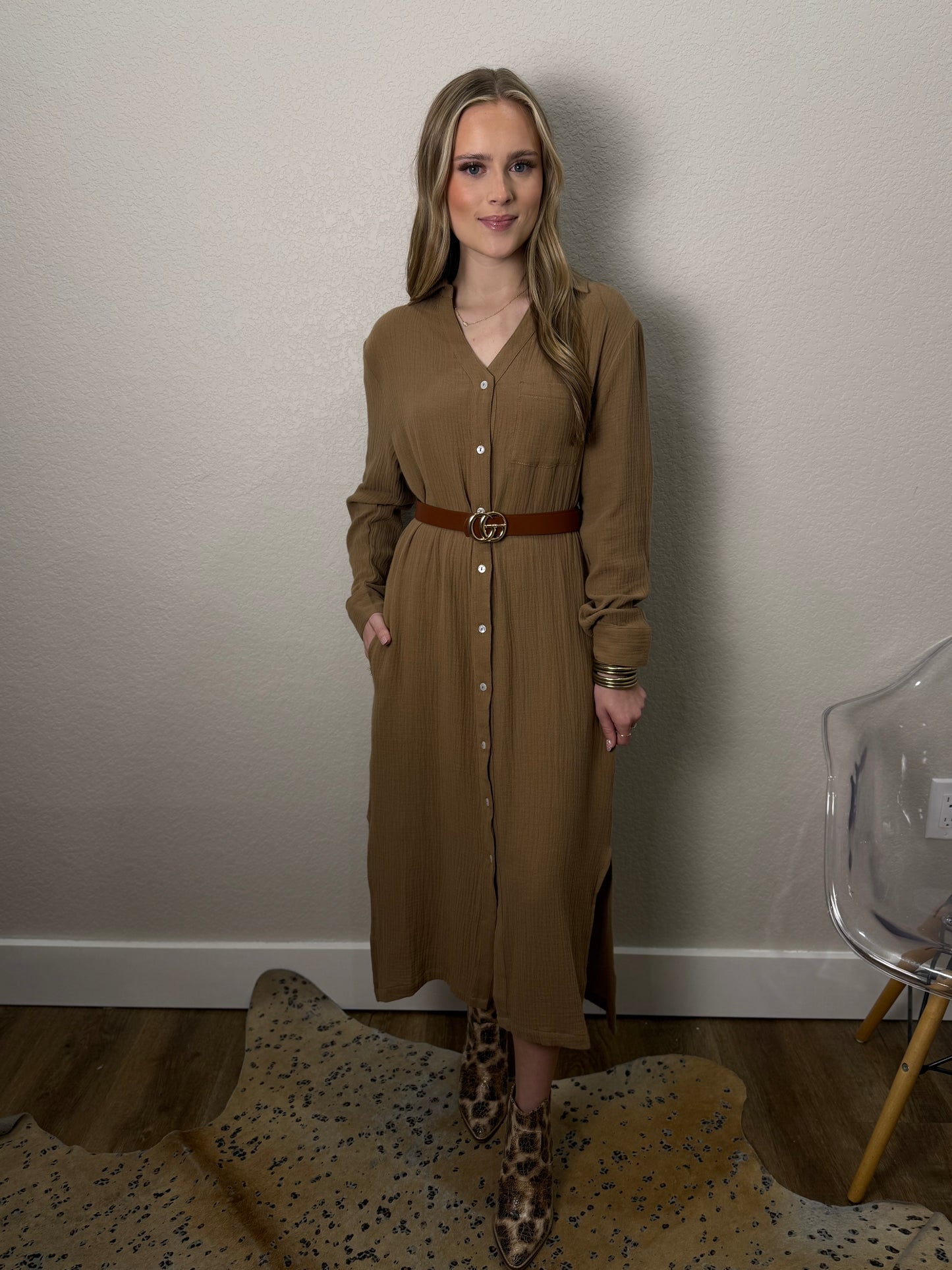 Midi Gauze Dress in Coco