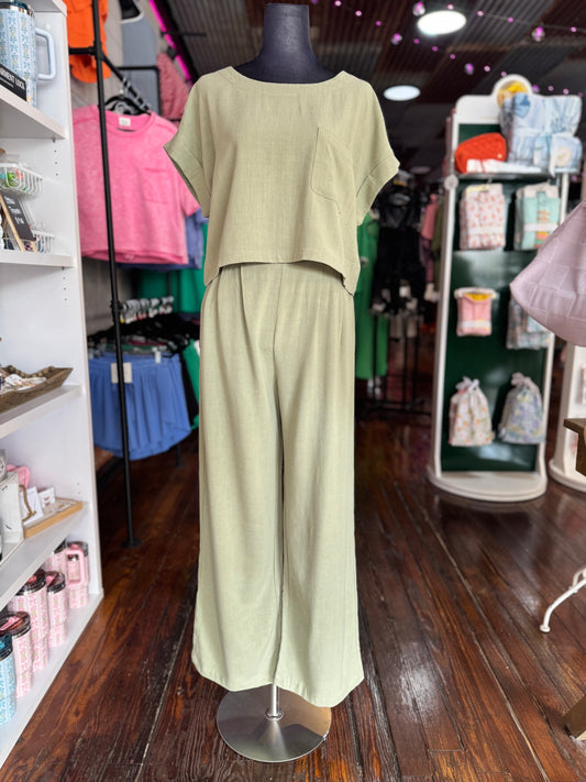 Olli Olive Linen Set