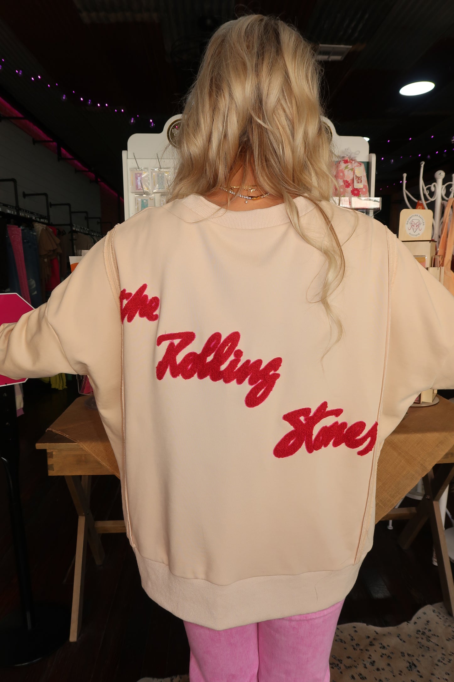 Rolling Stones Oversized Sweater in Tan