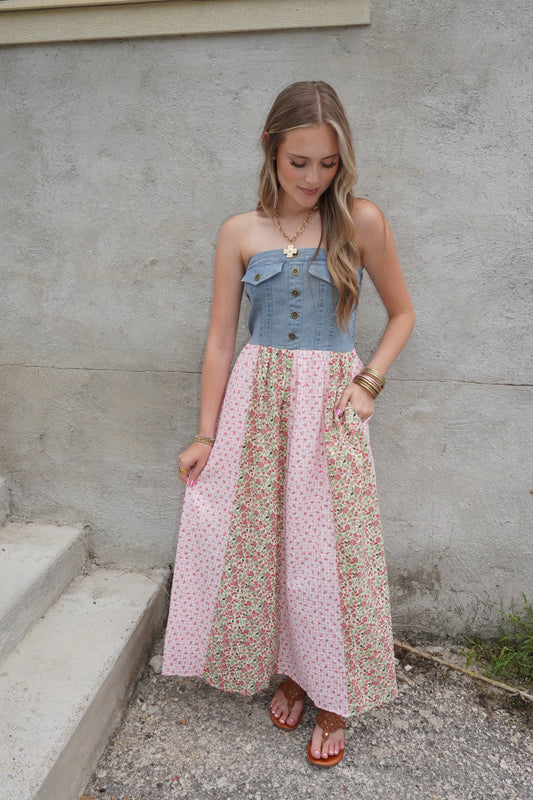 Denim Beaut Floral Maxi Dress
