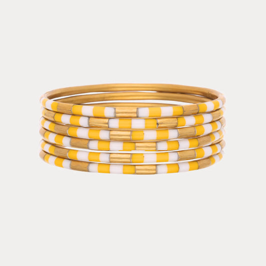 Yellow/White Veda Bangles Set of 6 - BuDhaGirl