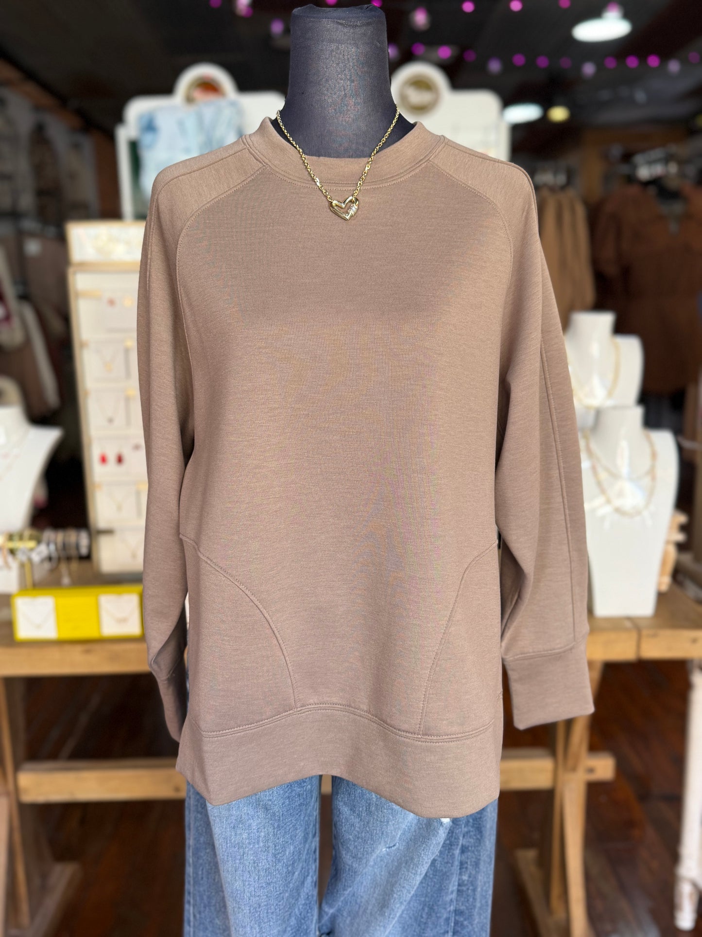 Scuba Pullover Top in Cocoa