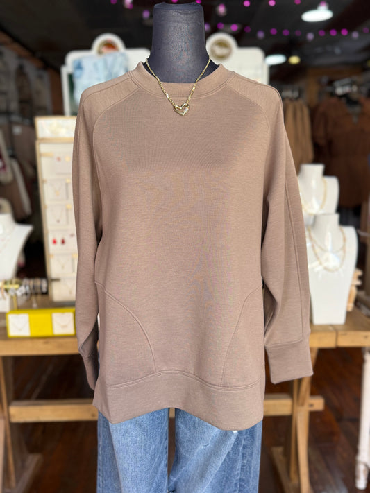 Scuba Pullover Top in Cocoa