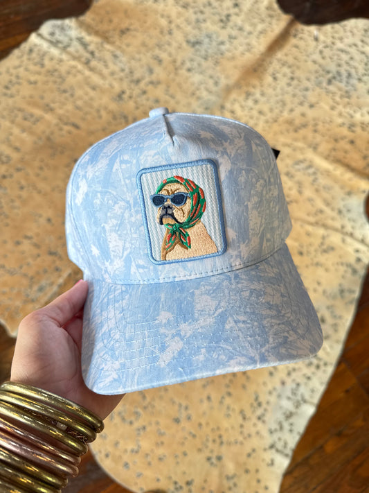 Bulldog Patch Trucker Hat in Blue Camo