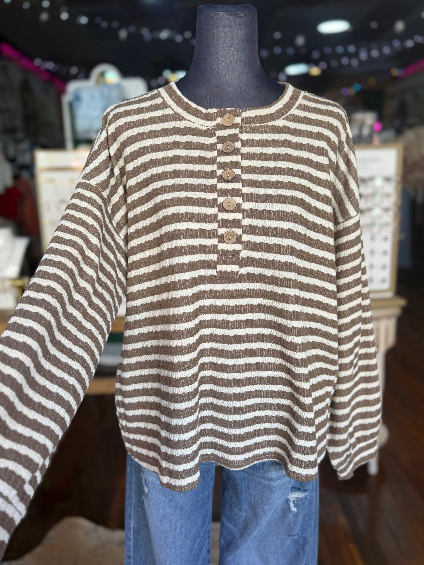 Han Henley Knit Top in Taupe