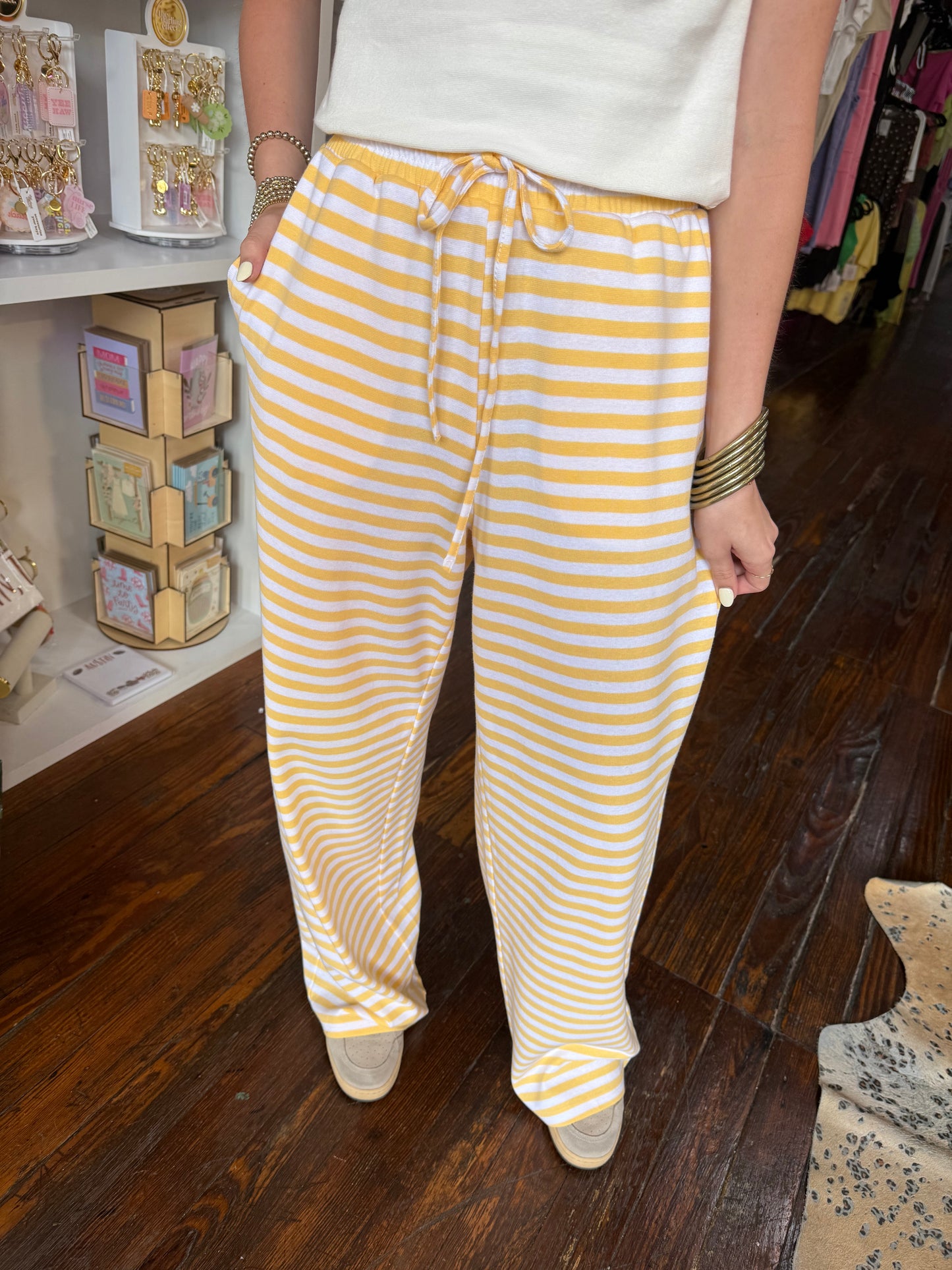 Lulu Mac Striped Pants in Yellow