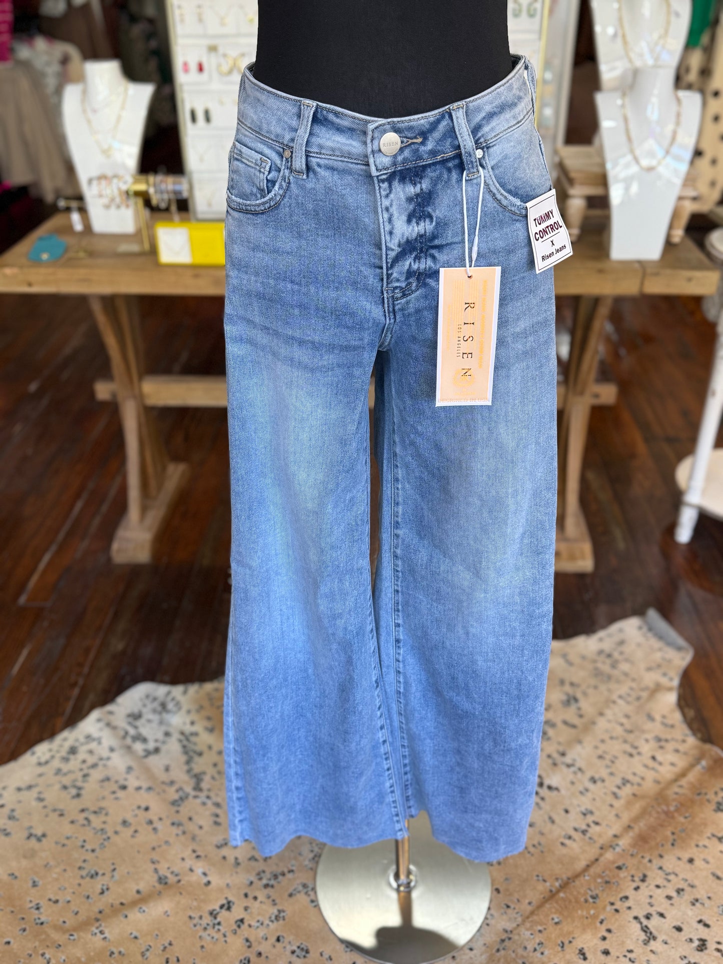 Light High Rise Ankle Palazzo Jeans x Risen