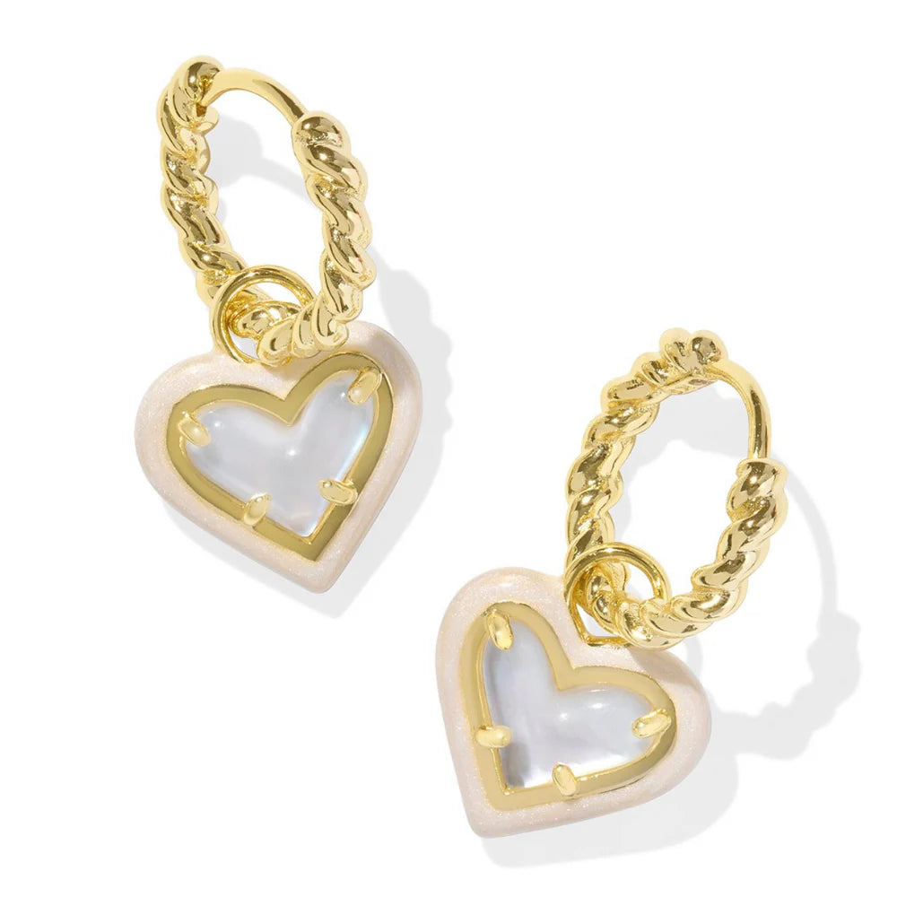 Ari Heart Enamel Frame Huggie Earrings - KS