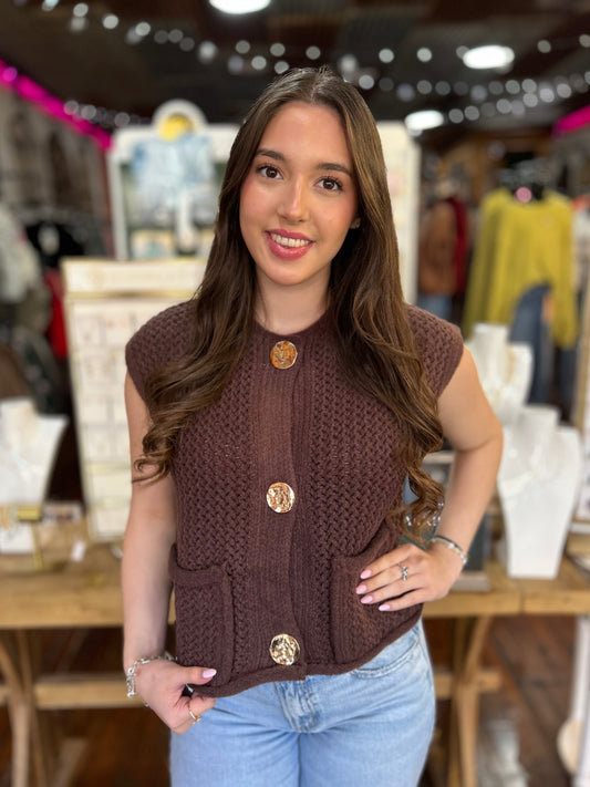 Brissa Brown Chunk Sweater Top
