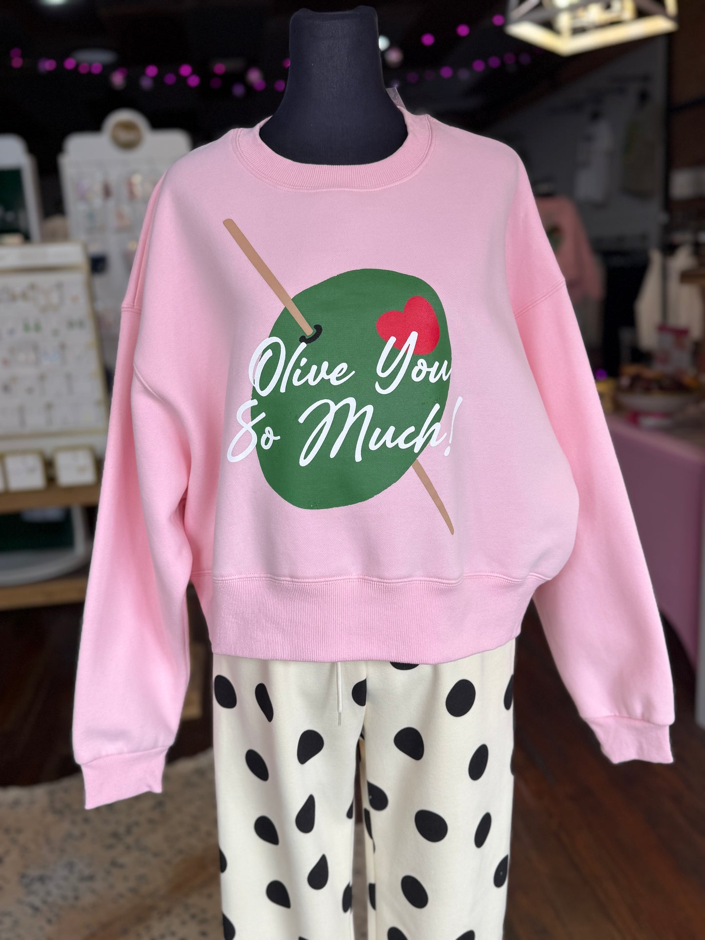 Olive You So Much Crop Sweatshirt
