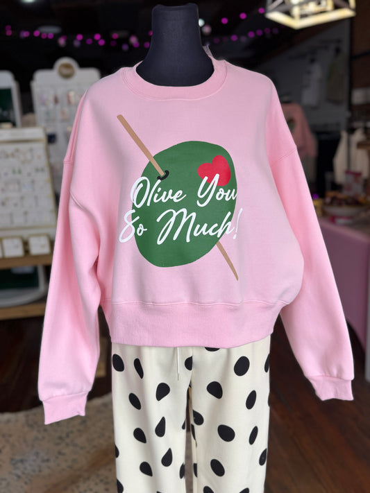 Olive You So Much Crop Sweatshirt