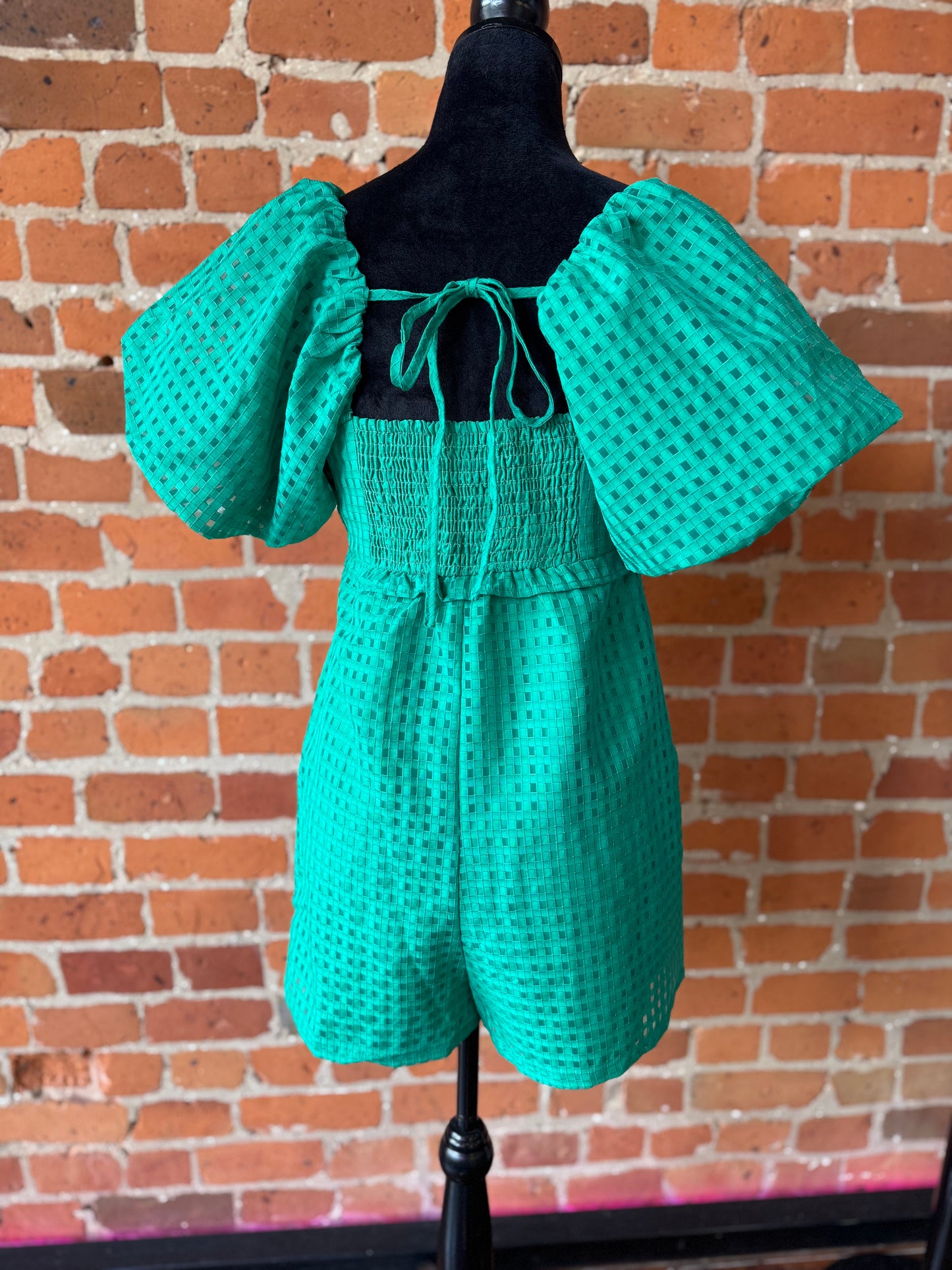 Babydoll Green Gingham Romper
