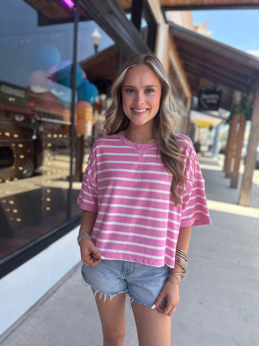 Beachin’ Tow Top in Pink Stripe