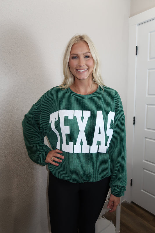 Texas Sweatshirt in Hunter Green