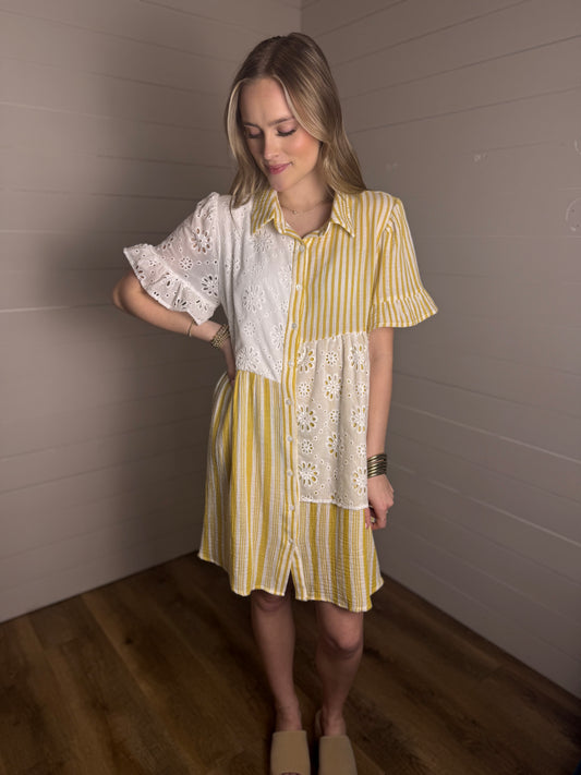 Daisy Shirt Dress in Yellow