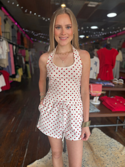 Polka Dot Halter Top in Red