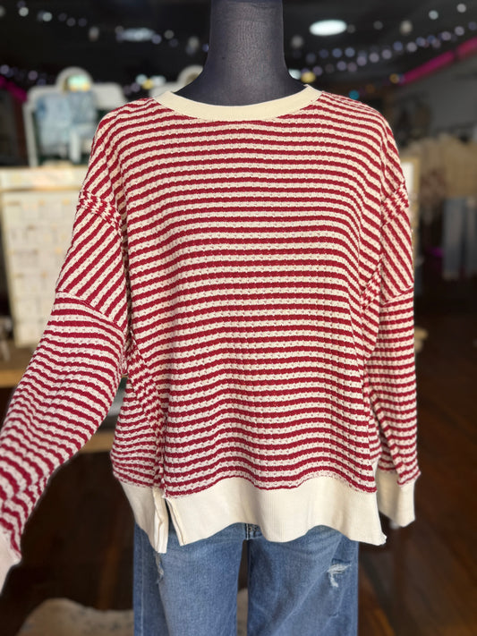 Cardinal Striped Knit Top