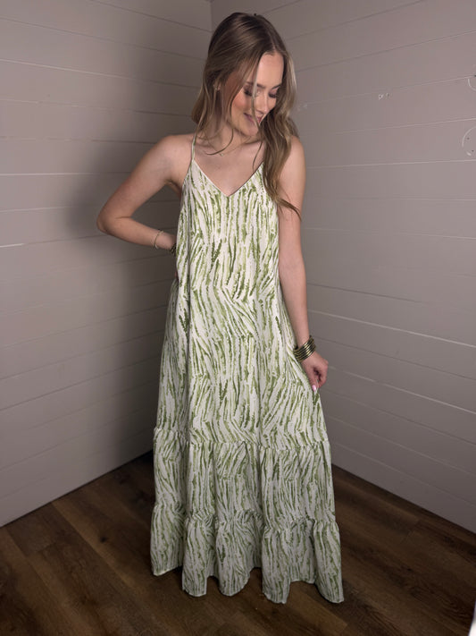 Palm Breeze Maxi Dress in Lt Sage