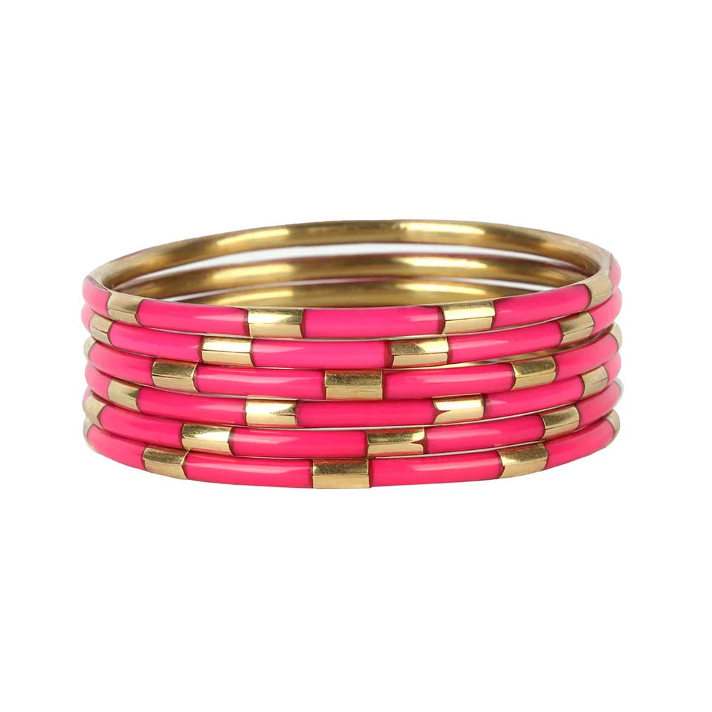 Pink Veda Bangles (Set of 6) - BuDhaGirl